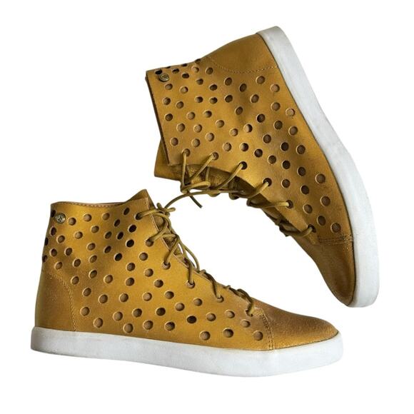 Volcom Damen Buzz Perforated Hi Top Sneakers Goldfarben Gold Dust Women’s 6.5 - Picture 8 of 11